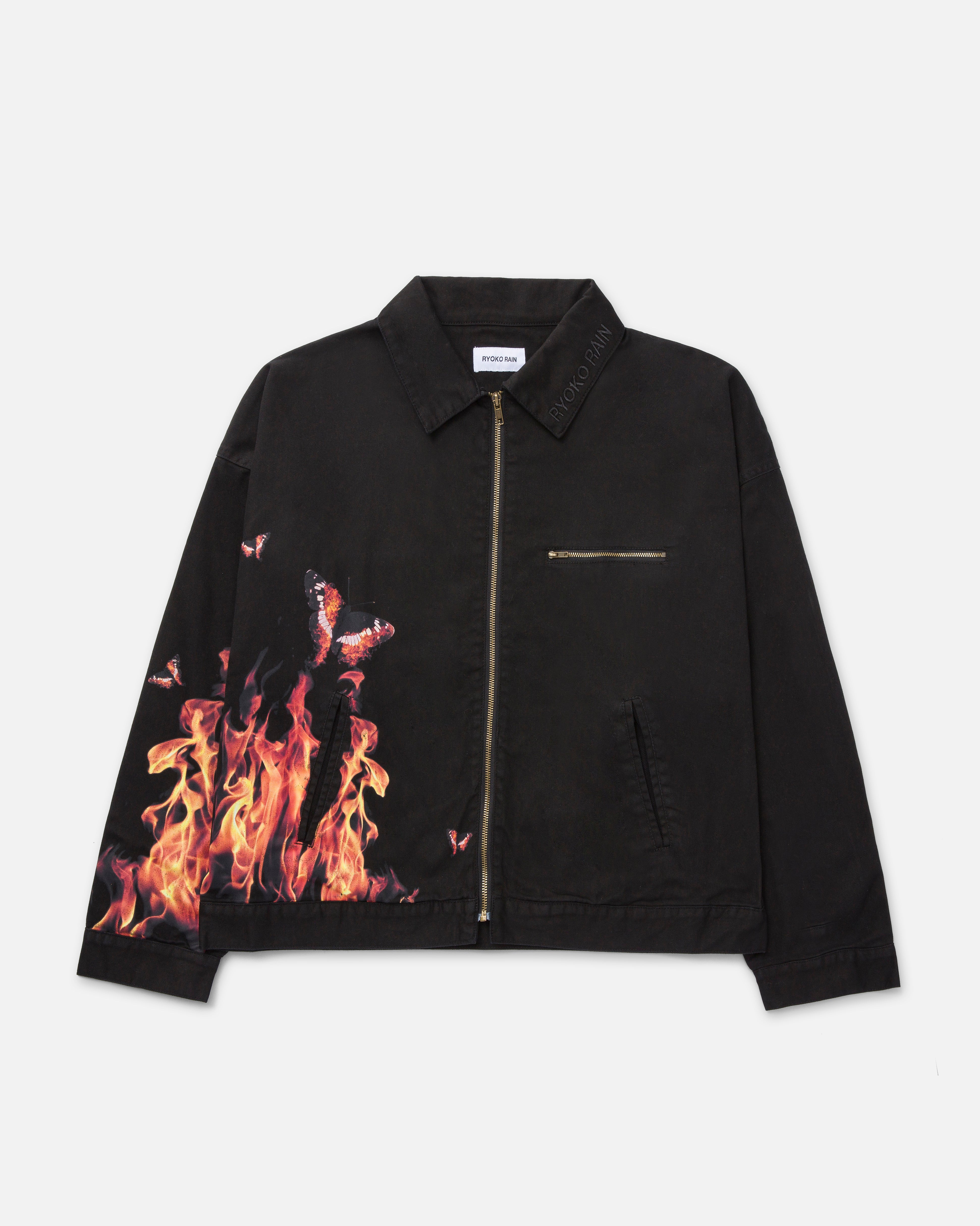 YanYan Fireworks Shrunken Work Jacket in Wine/Red