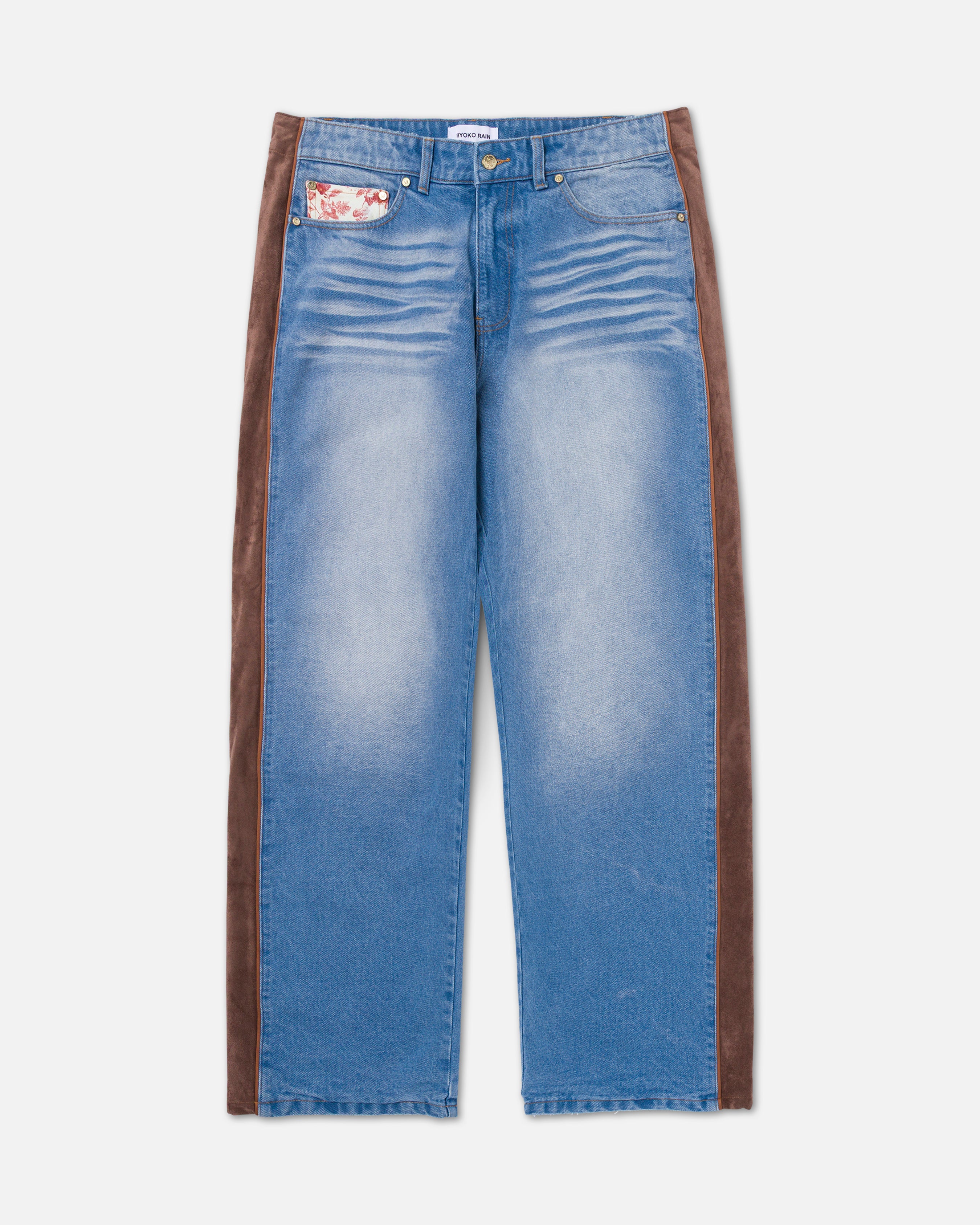 SUEDE SIDE PANEL JEANS – Ryoko Rain