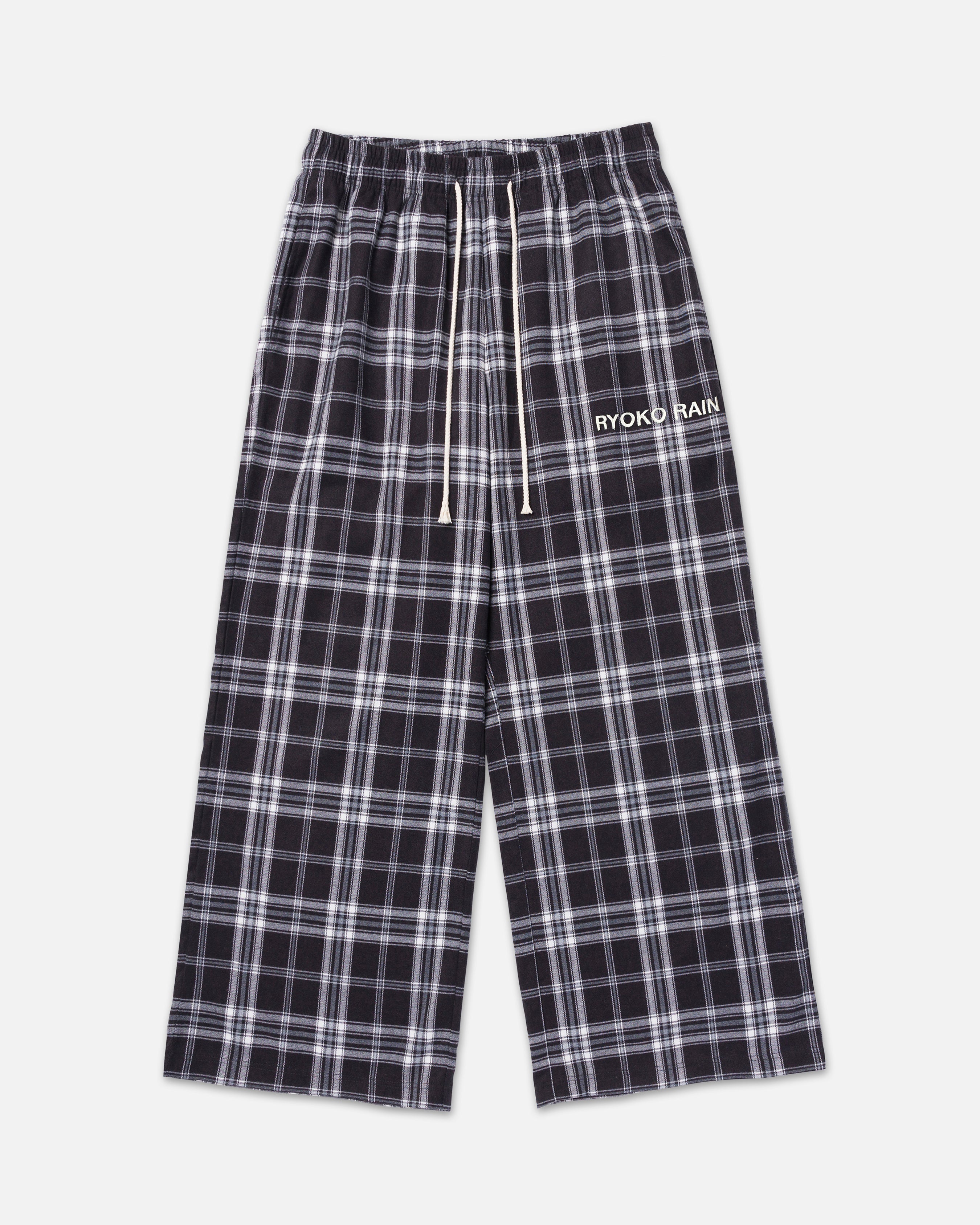 Men Black And White Flannel Pants PLAID PAJAMA PANTS – Ryoko Rain
