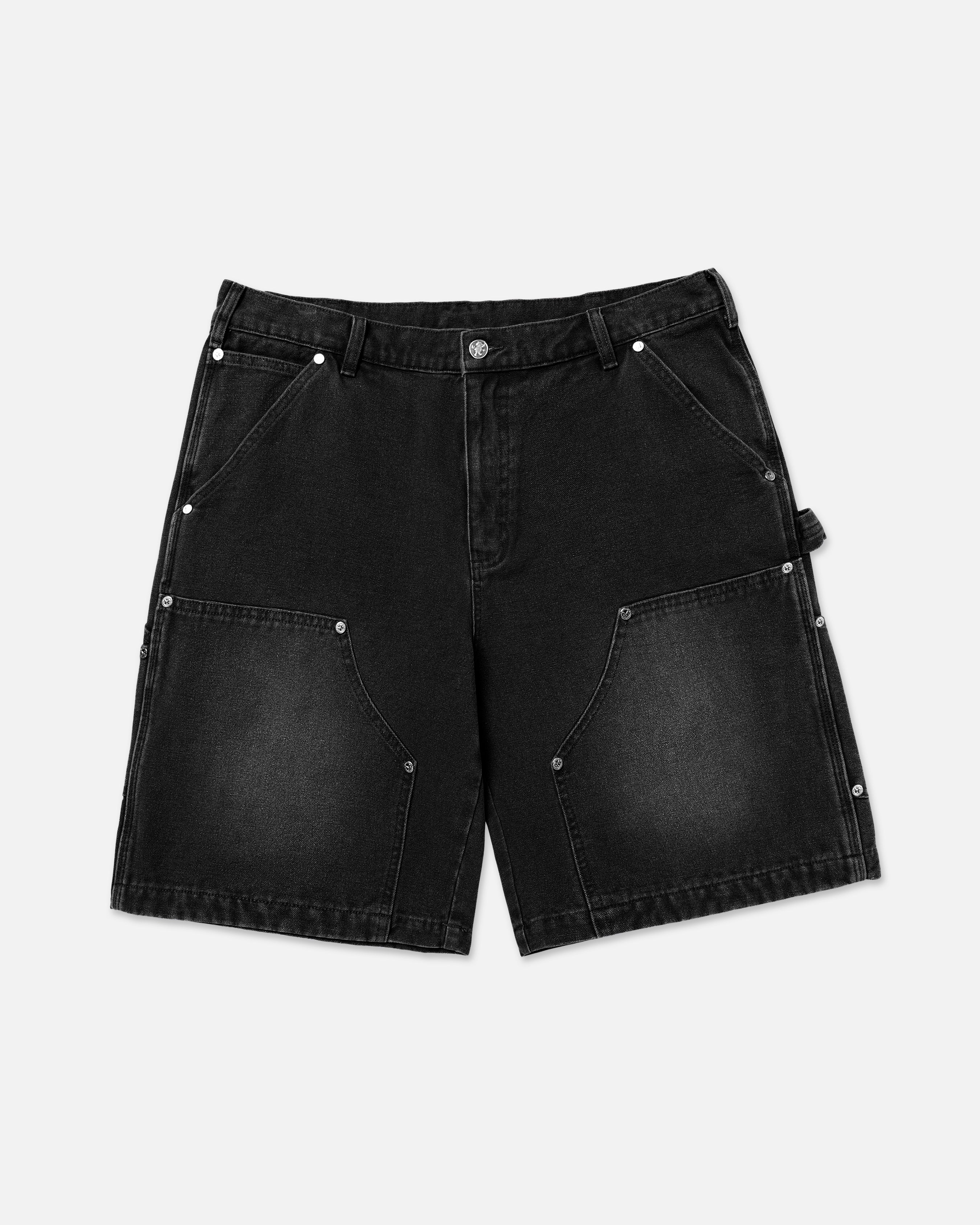 DOUBLE KNEE CARPENTER SHORTS - BLACK – Ryoko Rain
