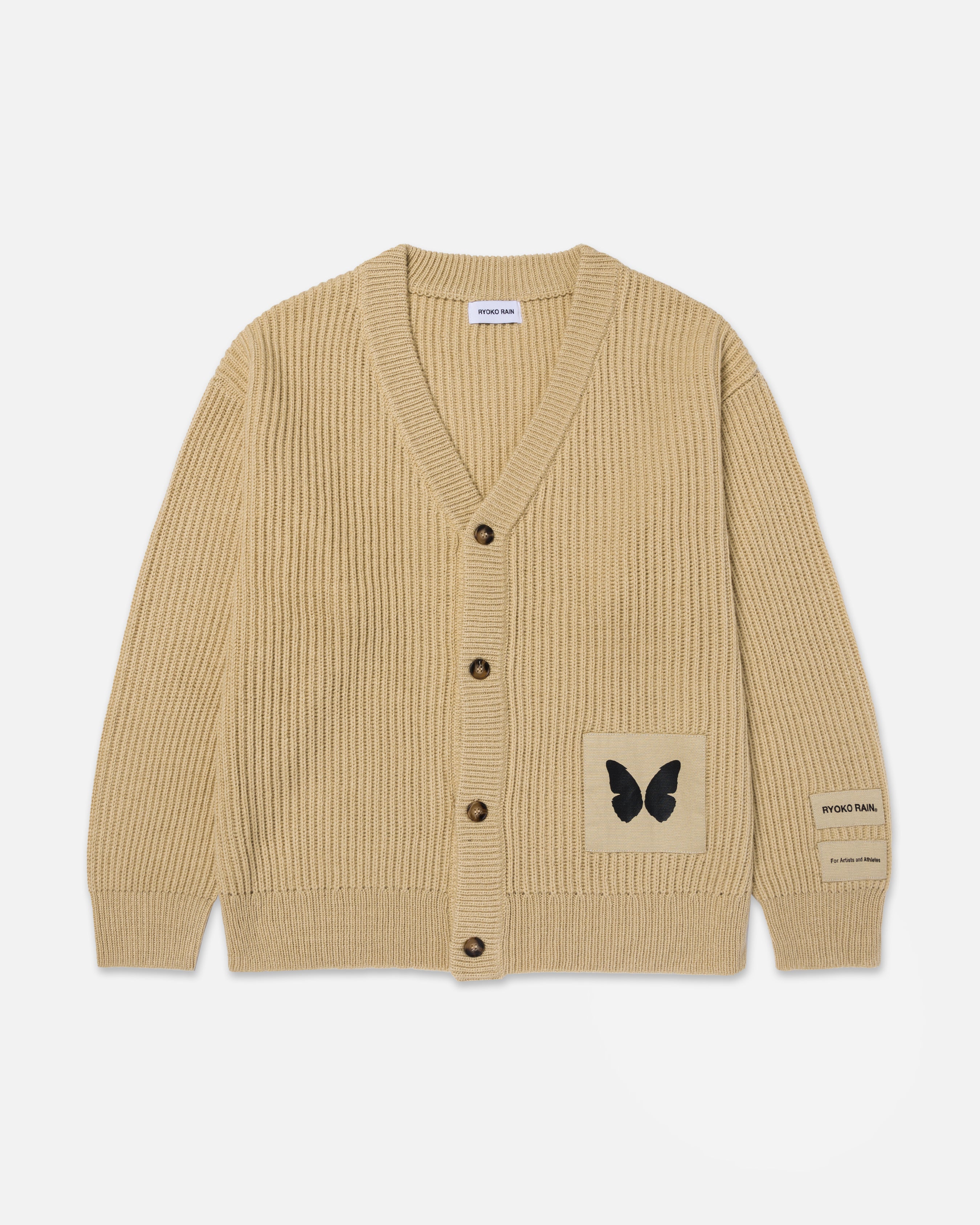 BUTTERFLY KNITTED CARDIGAN TAN – Ryoko Rain - Main Image