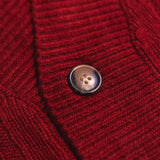 Ryoko Rain maroon cable-knit cardigan with marbled brown buttons