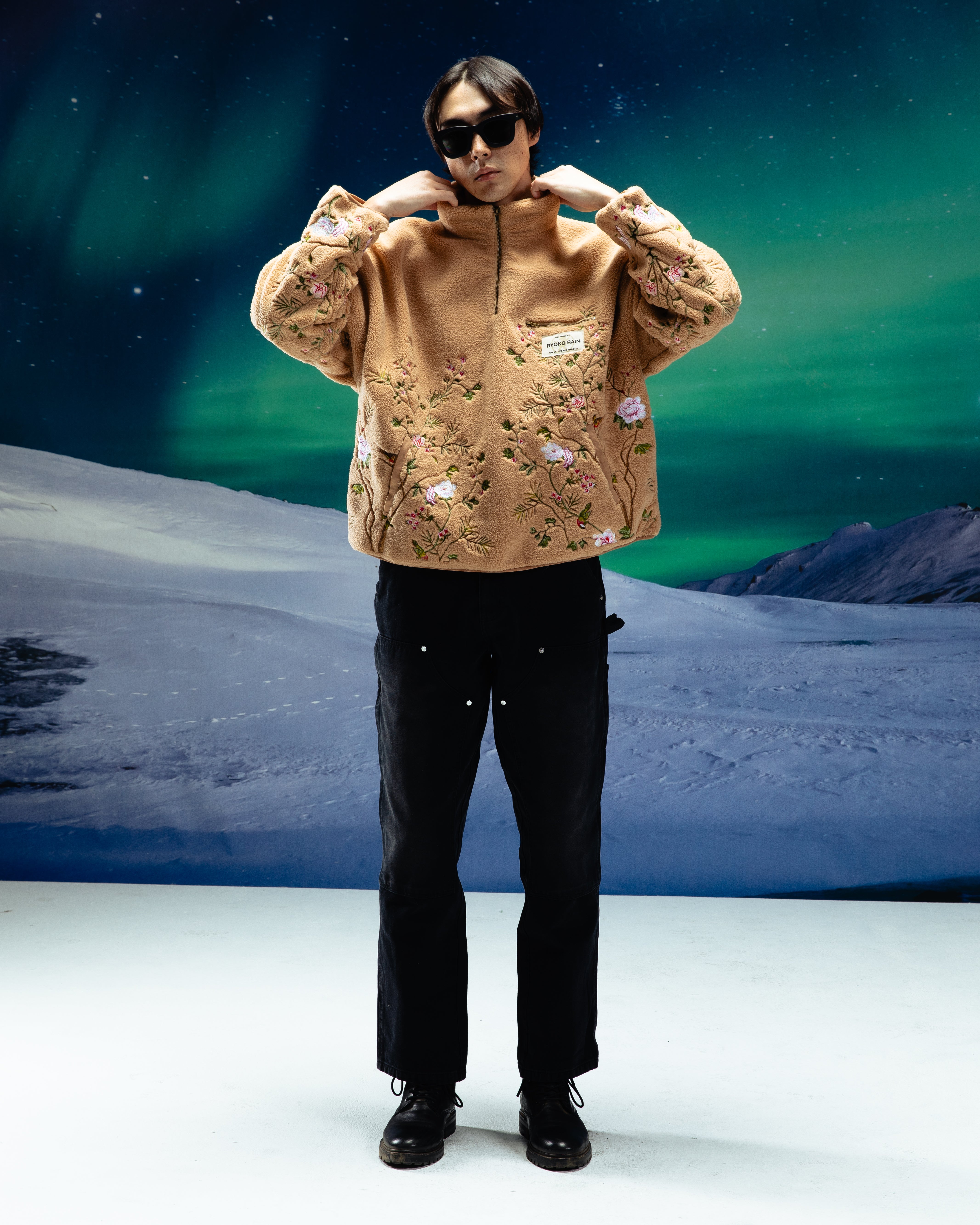 QUARTER ZIP SHERPA PULLOVER - TAN – Ryoko Rain