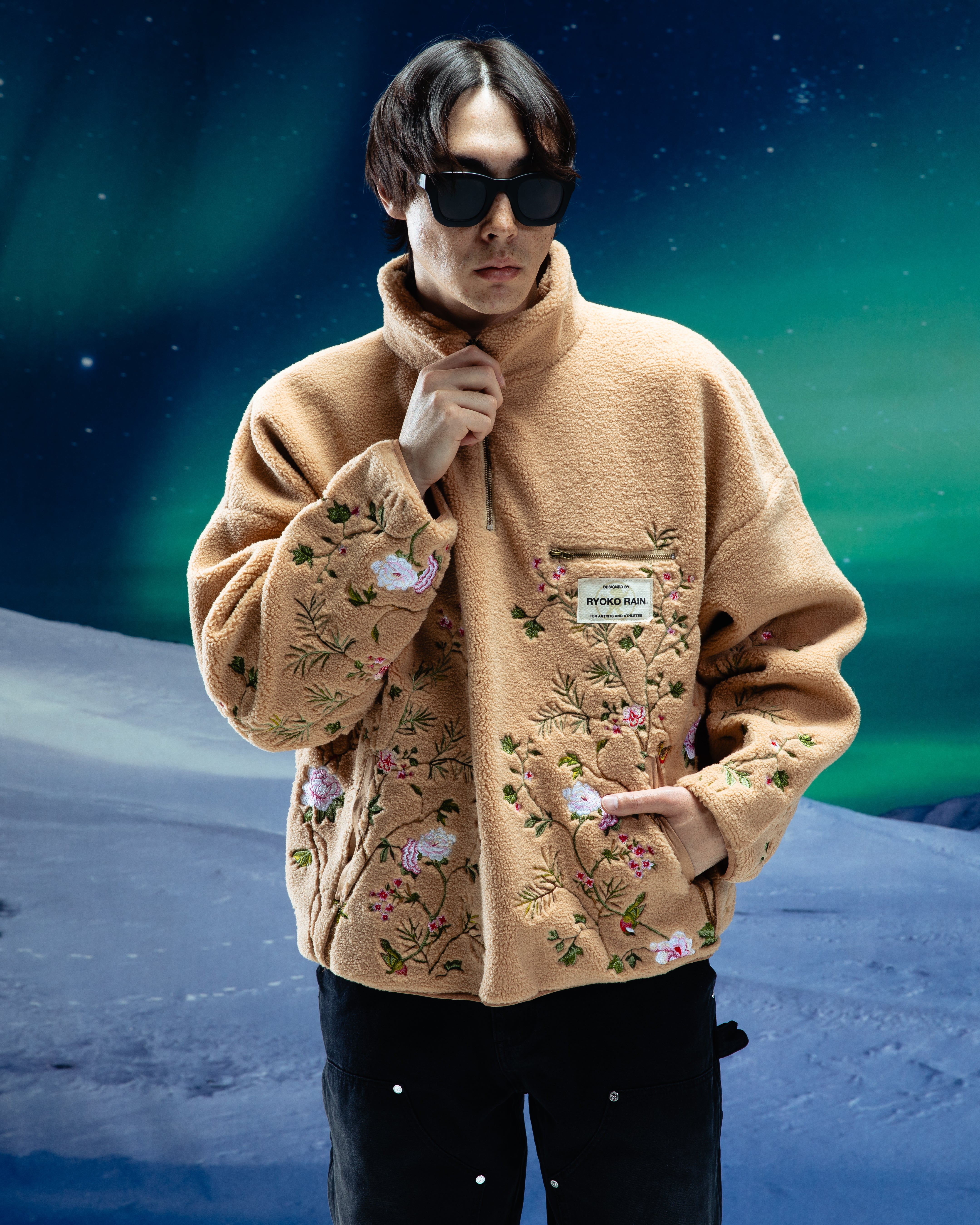 QUARTER ZIP SHERPA PULLOVER - TAN – Ryoko Rain