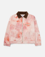Sunset Watercolor Butterfly Jacket with brown corduroy collar