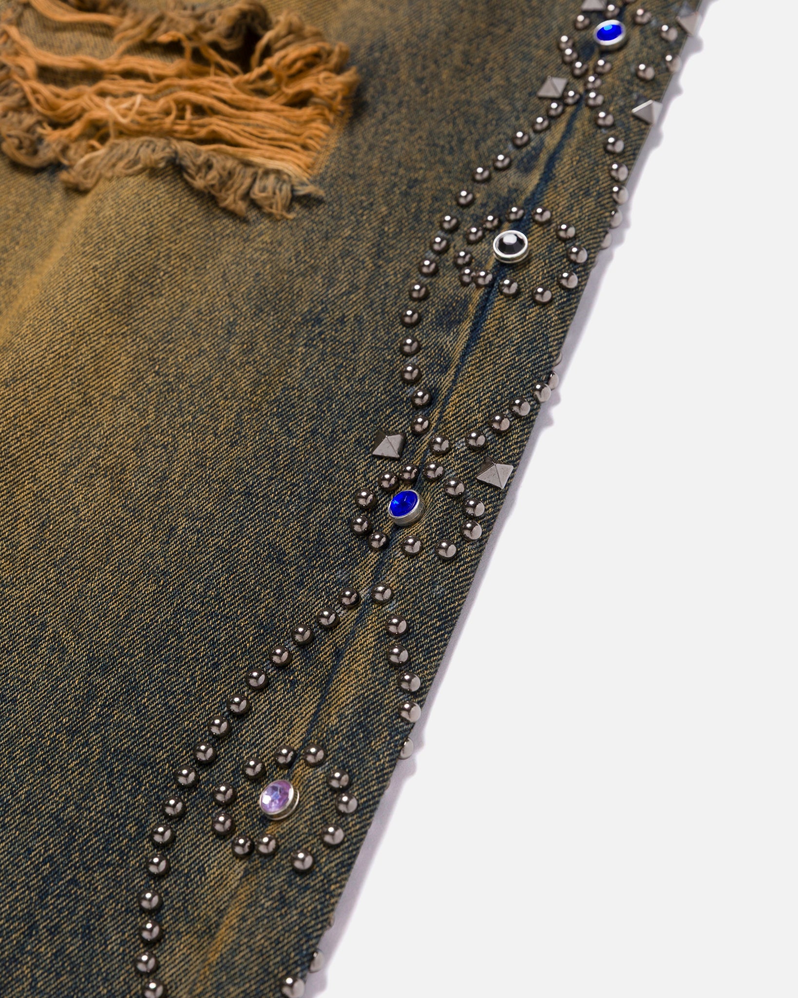 DISTRESSED RHINESTONE JEANS- RUST – Ryoko Rain