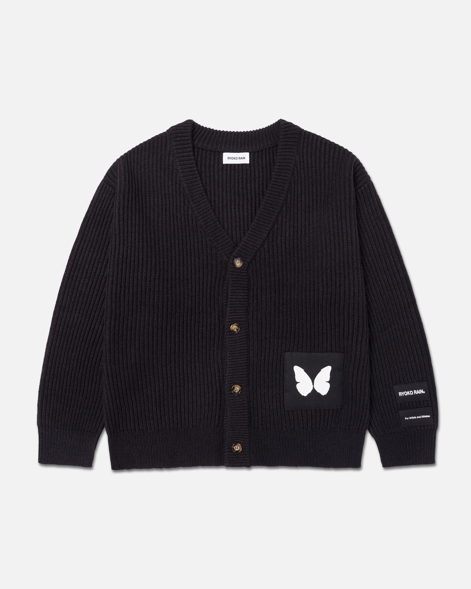 BUTTERFLY KNITTED CARDIGAN - BLACK