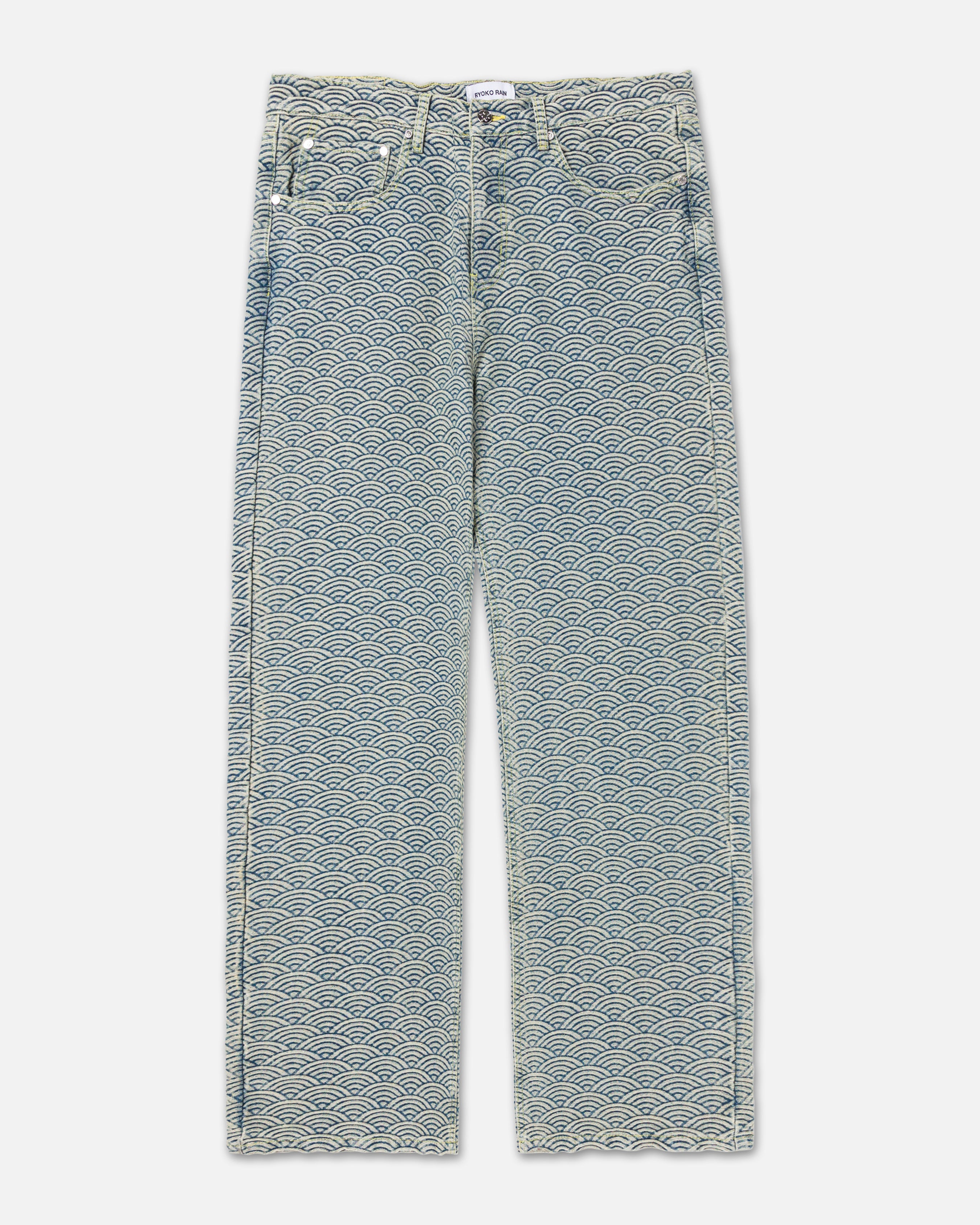 SEIGAIHA JACQUARD DENIM JEANS