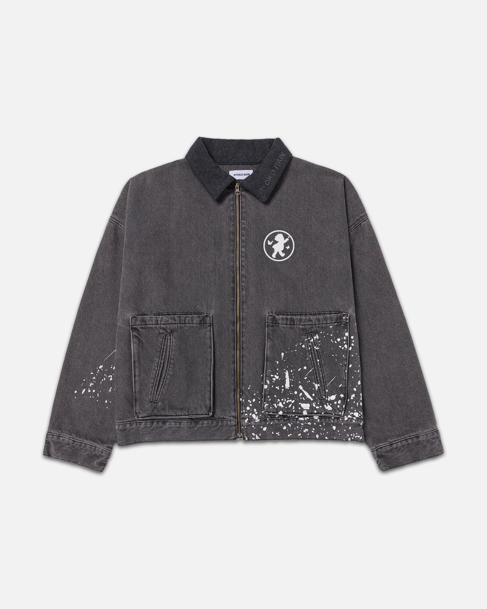 CHARCOAL GREY PAINT SPLATTER WORK JACKET