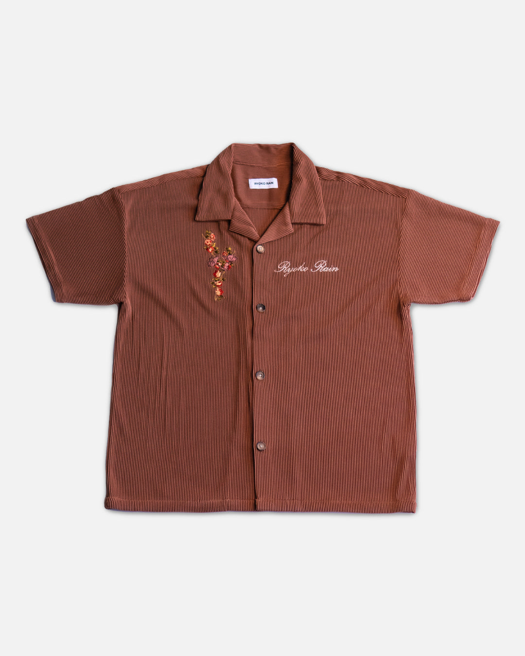 PLEATED BUTTON UP - COCOA