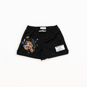 (YOUTH) BLACK - EMBROIDERED FLORAL